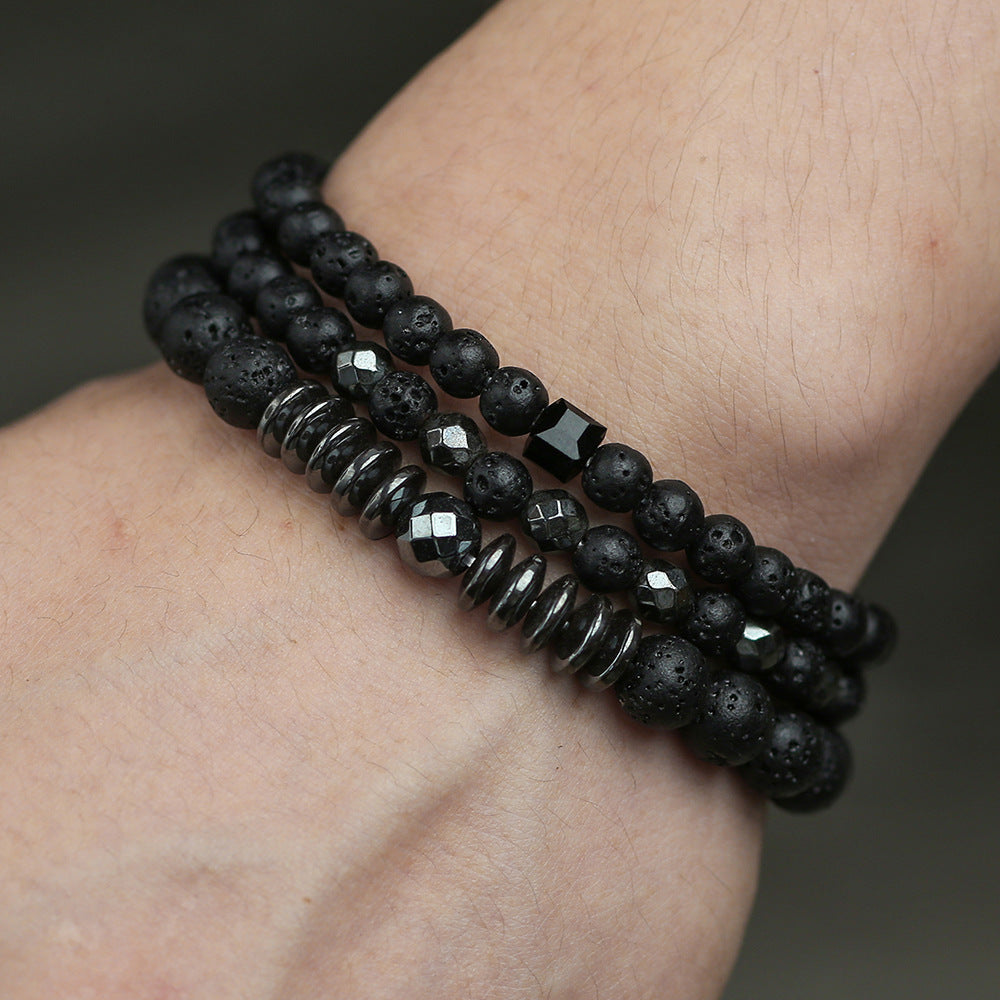 Wholesale black frosted wear copper with zirconium diamond ball flying saucer long bracelet set